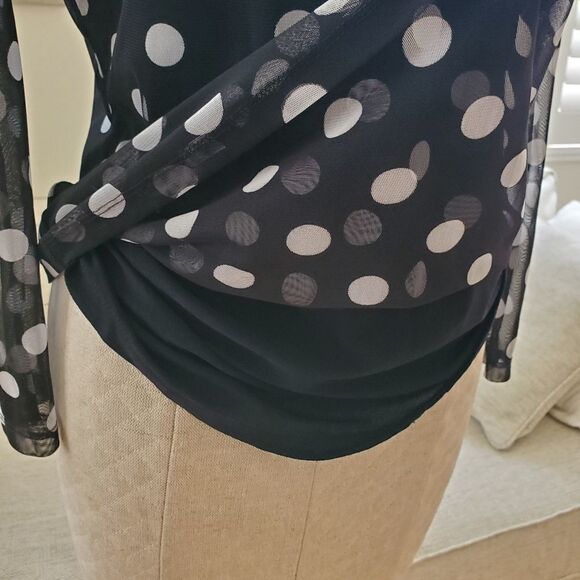 INC Polka-Dot Sheer-Sleeve Top - Picture 5 of 12